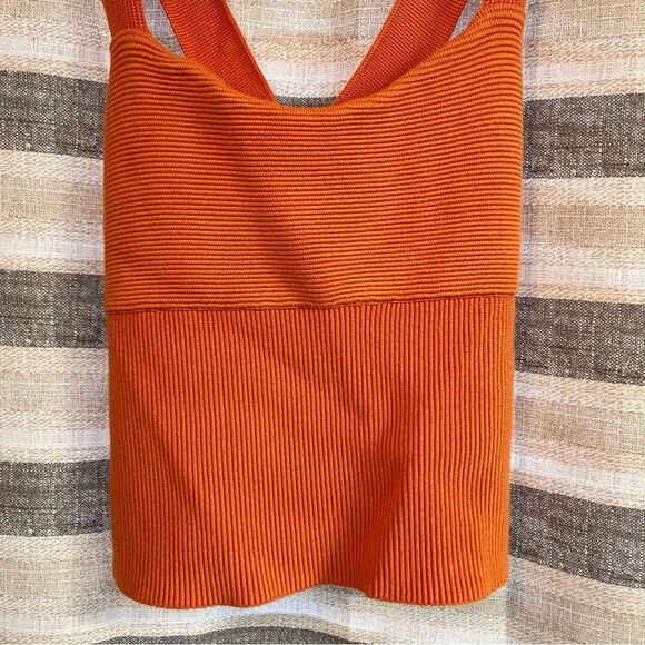 Abercrombie & Fitch Orange Ribbed Criss Cross Back Tank Top Size XL - Picture 4 of 7